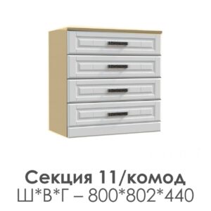 НКМ ВЕНЕЦИЯ-1 Секция-11 комод 800 СОНОМА Белое дерево 1