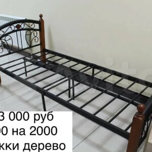Кровать Лилия 900 на 2000 Черная металл+дерево 1