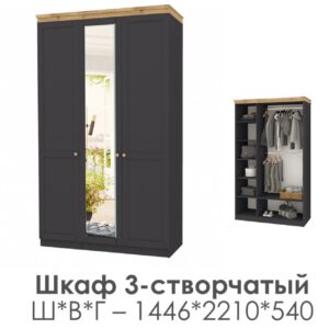 Лиана-1 шкаф 3-х створчатый 1